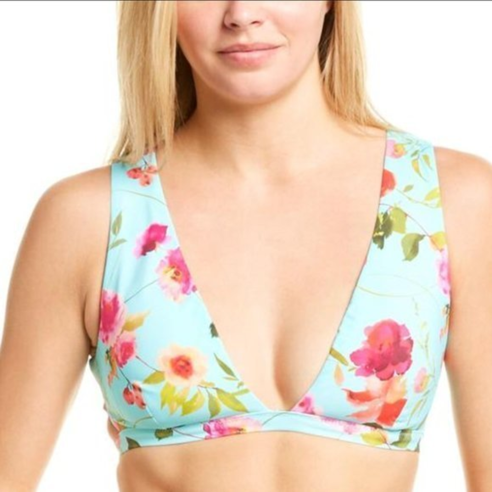 New‎ Nanette Lepore 12 Anthropologie Floral Alana Apex Triangle Bikini Swim Top